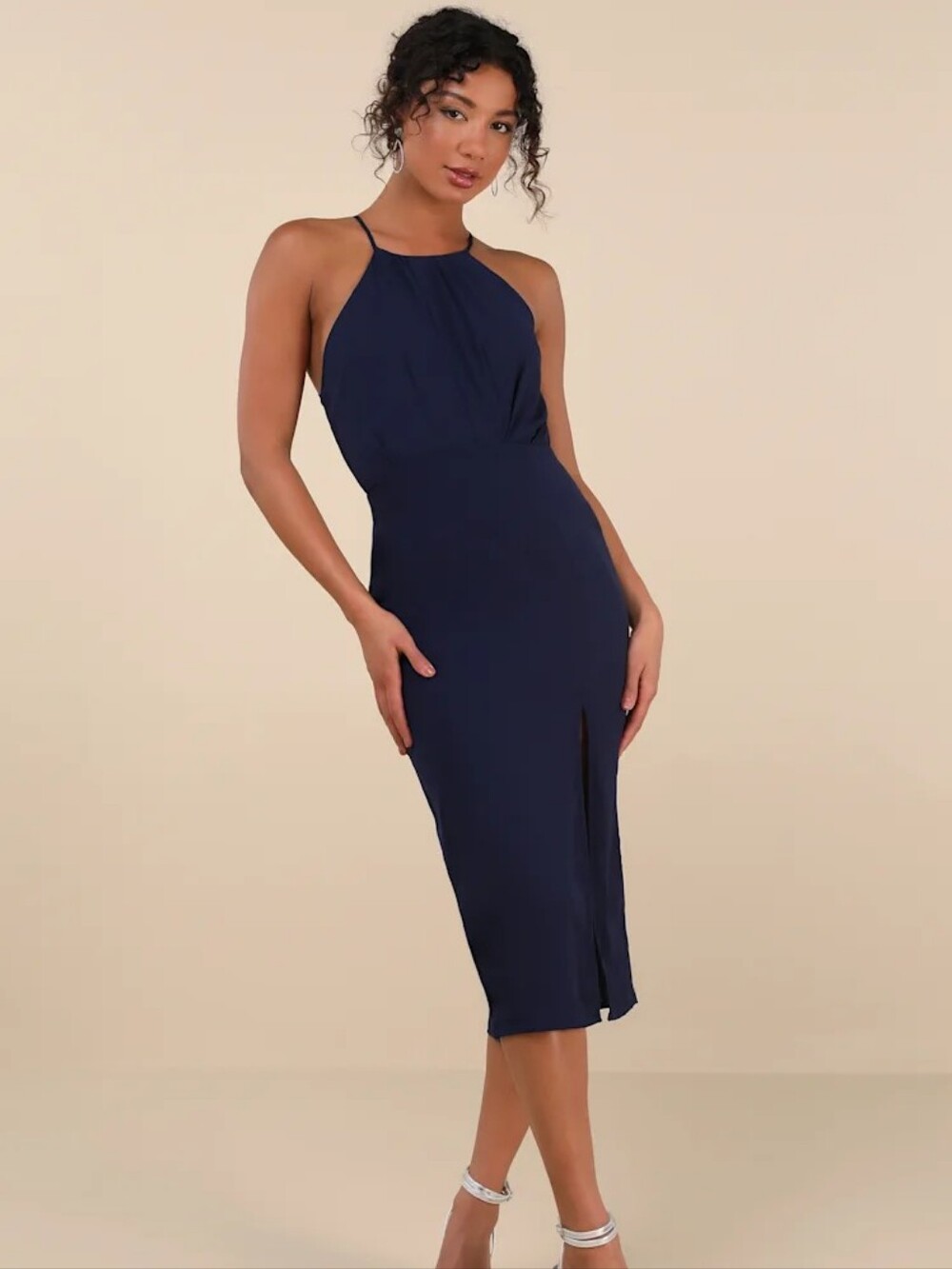 Lulus Navy Blue Halter Dress